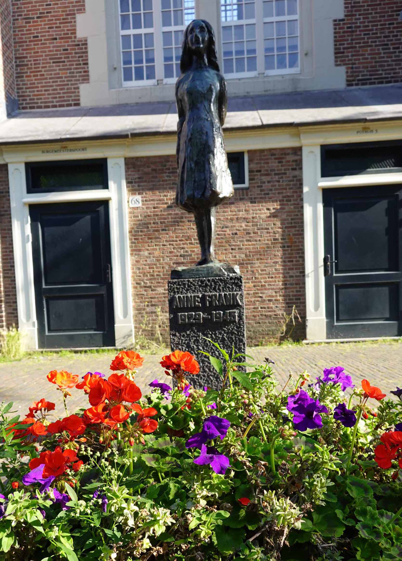 Anne Frank Memorial Statue in Amsterdam, Netherlands